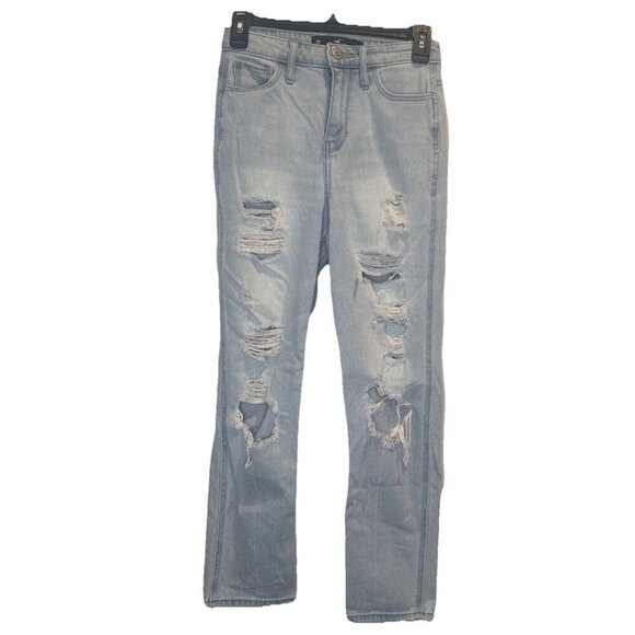 Hollister Ultra High Rise Mom Denim Jeans Vintage Stretch Distressed 24w X 27L - Picture 1 of 11